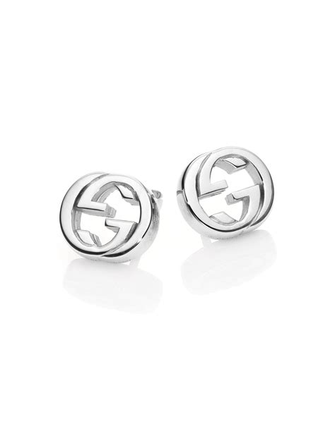 gucci interlocking g stud earrings in sterling silver|gucci interlocking gg earrings.